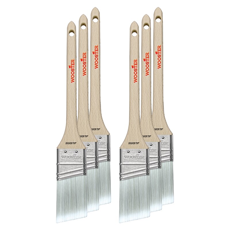 Wooster Brush Silver Tip 1.5" Polyester Thin Angle Brush, 6/Box (0052240014) image 1