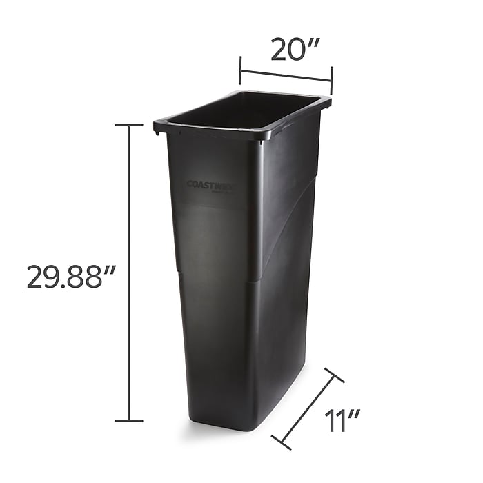 Coastwide Professional™ Slim Plastic Trash Can with no Lid, Black