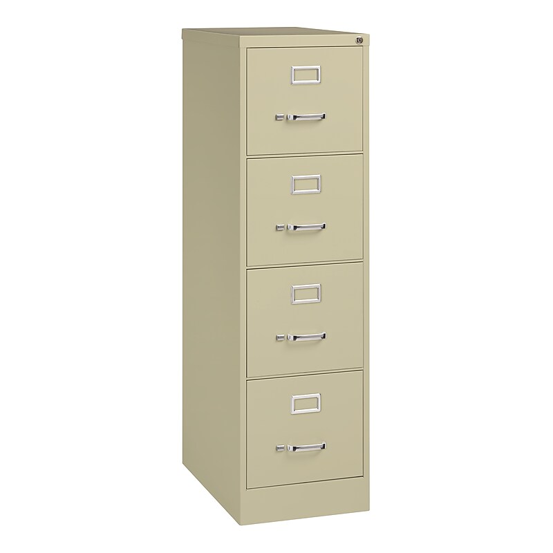 Hirsh Commercial 4-Drawer Vertical File Cabinet, Letter Size, Lockable, 52"H x 15"W x 25"D, Putty (14115) image 1