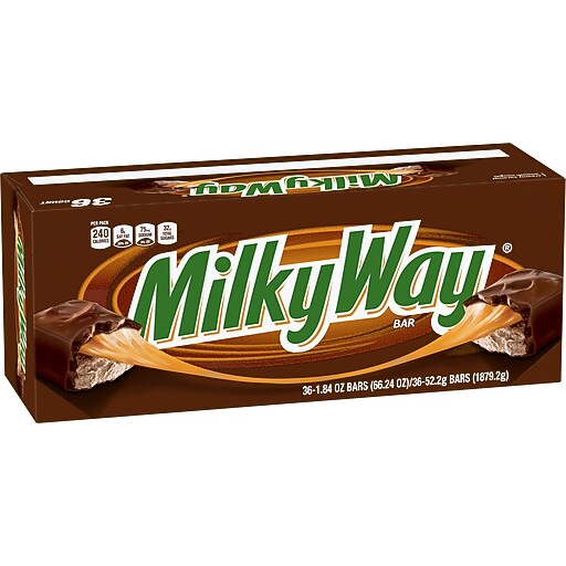 Milky Way Milk Chocolate Singles Size Candy Bars, 1.84 oz, 36/Pack