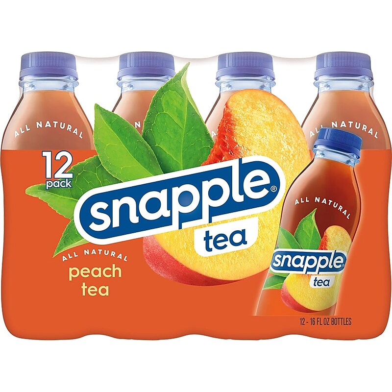 Snapple Peach Tea, 16 oz., 12 Bottles/Pack, 2 Packs/Carton (92816918) image 1