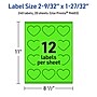 Avery Heart Shaped Laser/Inkjet Multipurpose Labels, 2-9/32" x 1-27/32", Neon Green, 240/Pack (94603)~#|#~E6D99304-3DC8-47F5-BA260C9547526C78_sc7