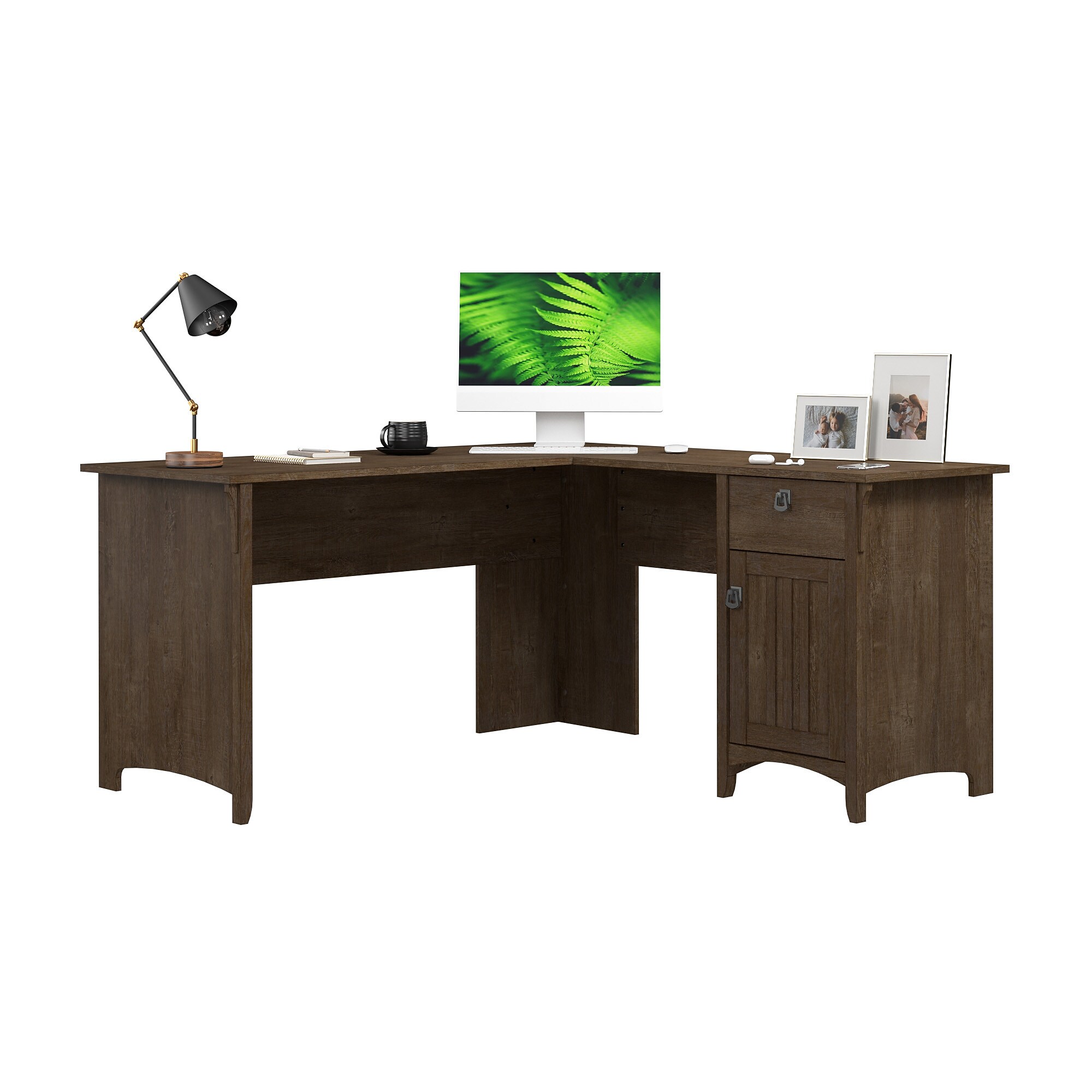 Bush Home Salinas 60W L Shaped Desk with Storage, Ash Brown (SAD160ABR-03) Sansujyuku sansujyuku.com