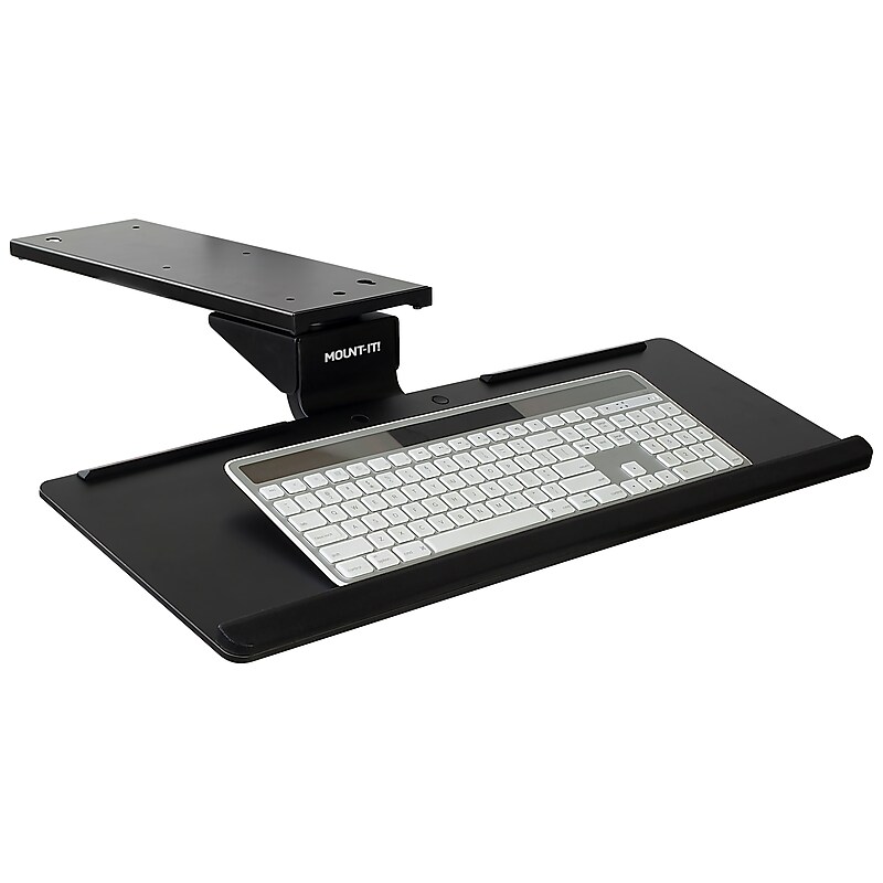Mount-It! Adjustable Under Desk Keyboard Tray and Mouse Platform, Black (MI-7138) image 1