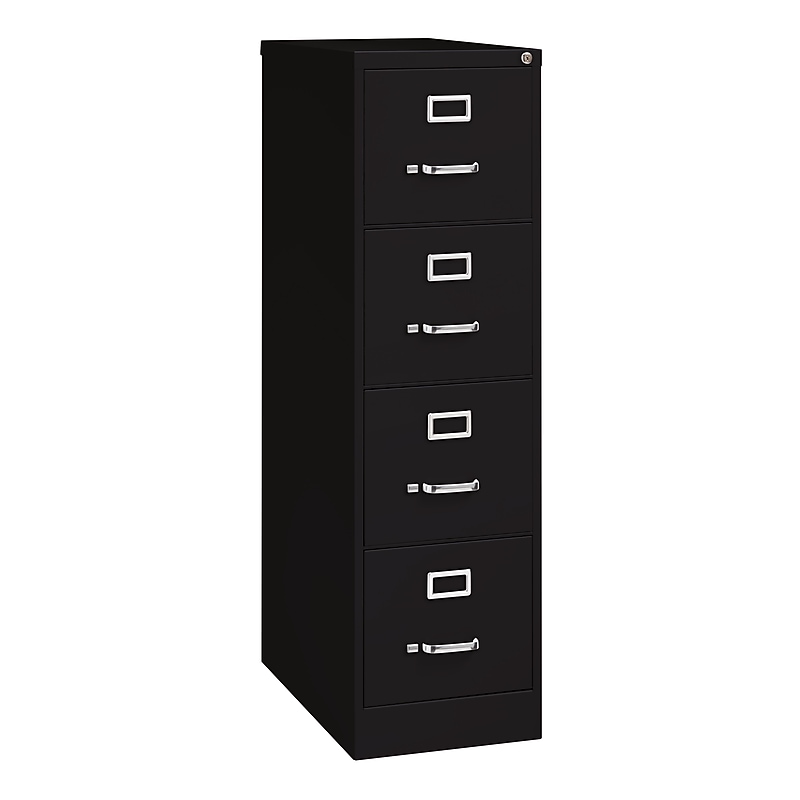 Hirsh Commercial 4-Drawer Vertical File Cabinet, Letter Size, Lockable, 52"H x 15"W x 26.5"D, Black (14105) image 1