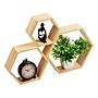 Mind Reader 3-Shelf Bamboo Mouted Honeycomb Hexagon Floating Shelves, 12" x 3.13" x 13.75" (WWALL3PC-BRN)~#|#~E6EE07EB-C70E-4692-93A6160AFB86ED53_sc7