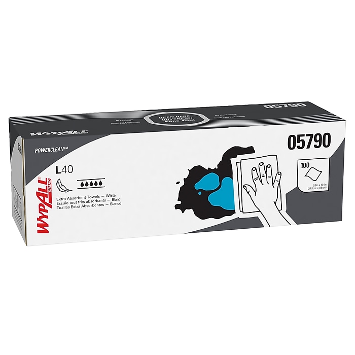 WypAll PowerClean L40 Cellulose Cleaning Wipers, 9.8