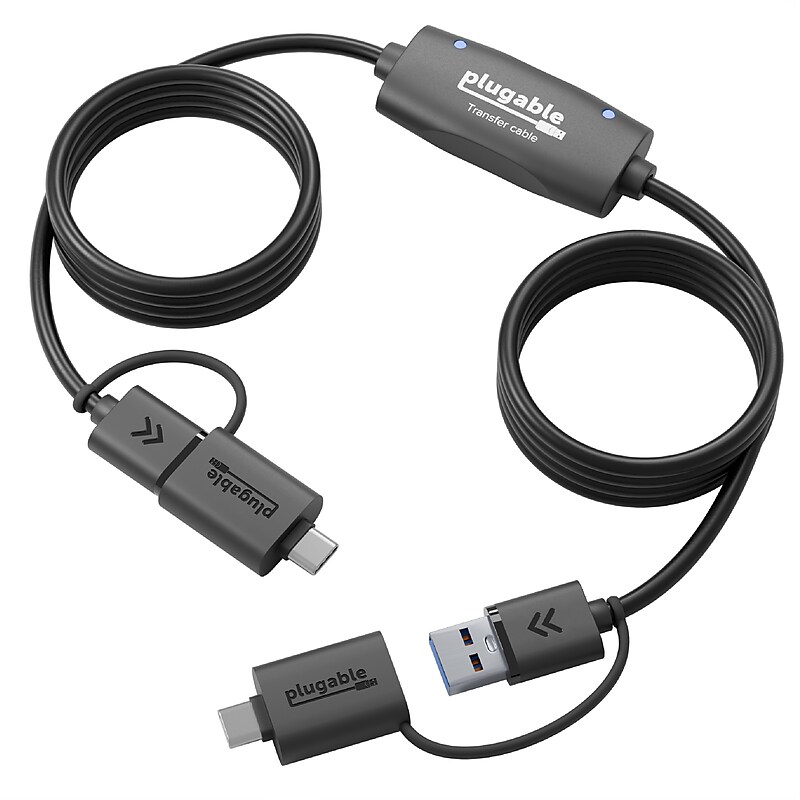 Plugable 6.6' USB Data Transfer Cable with USB-C Adapters (USBC-TRAN) image 1