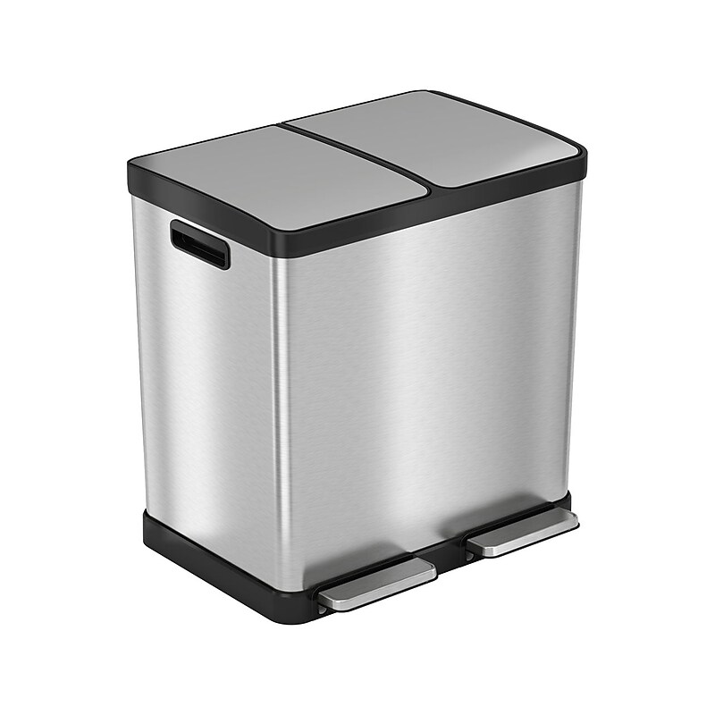 HLS Commercial Stainless Steel Trash Can & Recycling Bin Combo, 16-Gallon, Silver (HLSS16R) image 1