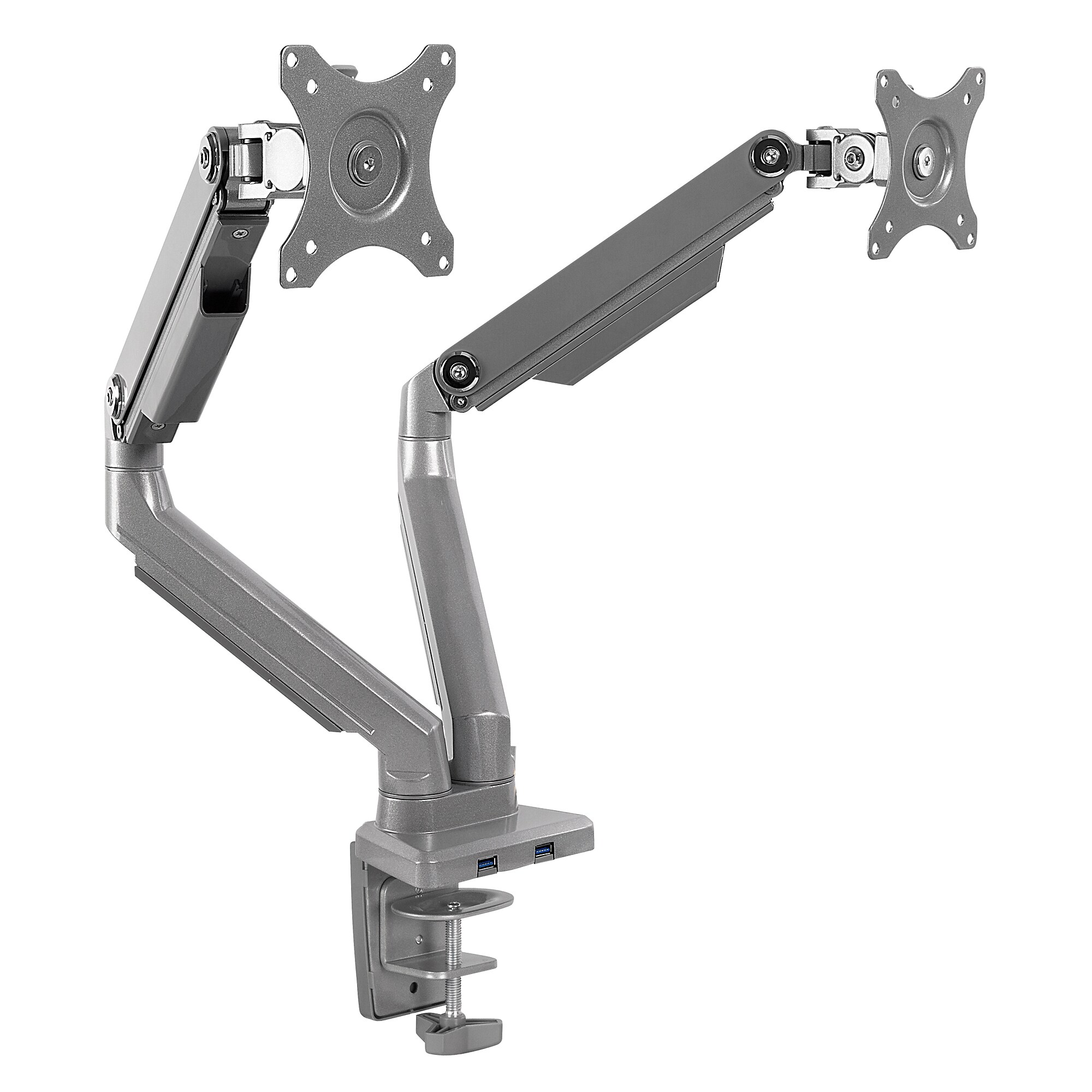 Mount-It! Adjustable Dual Monitor Desk Mount with USB Ports, Up to 32″ Monitor, Silver (MI-2762) Sansujyuku sansujyuku.com
