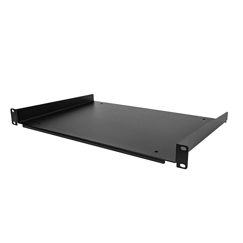 StarTech.com 1U Server Rack, Cantilever Universal Rack Mount Fixed Shelf, 12" Deep Tray, Black (SHELF-1U-12-FIXED-S) image 1