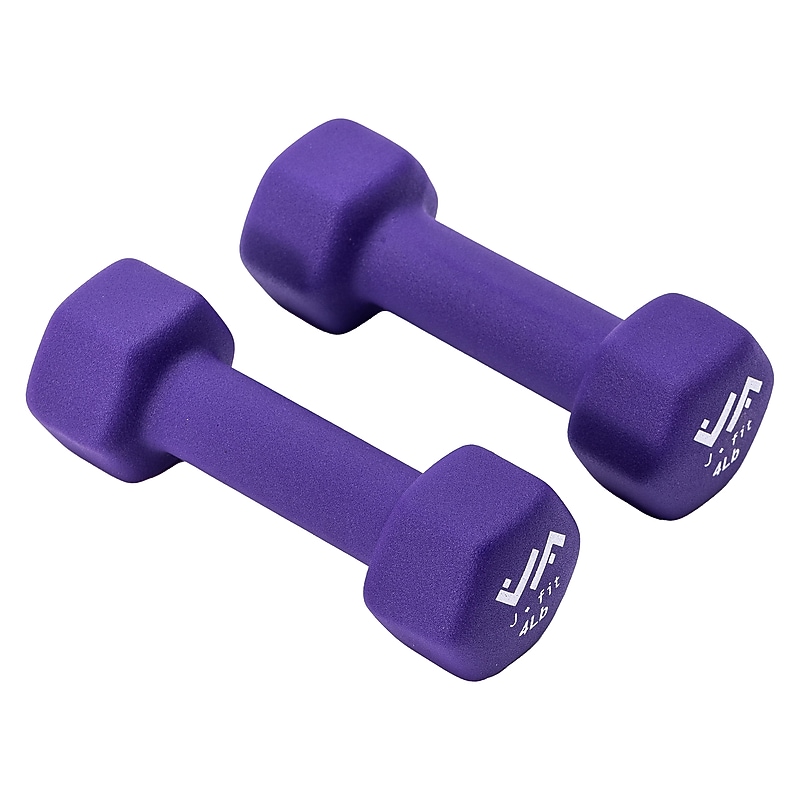 Jfit 4 lb. Neoprene Dumbbell, Purple, Pair (J-DBN4SET) image 1