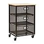 Mind Reader 3-Shelf Drawer Mobile Organizer Cart with Wheels, Black (3TMESHC-BLK)~#|#~E71F4076-27ED-4189-B33B5CF2F4FAEB3D_sc7