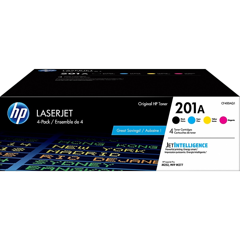 HP 201A Black/Cyan/Magenta/Yellow Standard Yield Toner Cartridge, 4/Pack (CF400AQ1) image 1