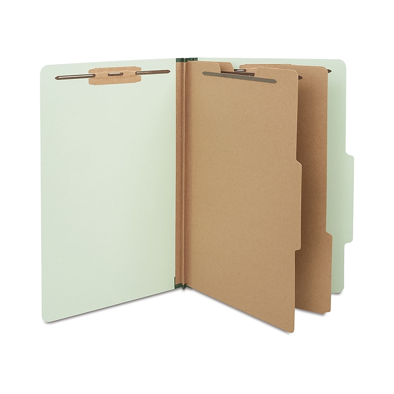 Staples® 60% Recycled Top Tab Pressboard Classification Folders, 2/5 Cut Tab, 2 Partitions, 10/Box (18339) image 1