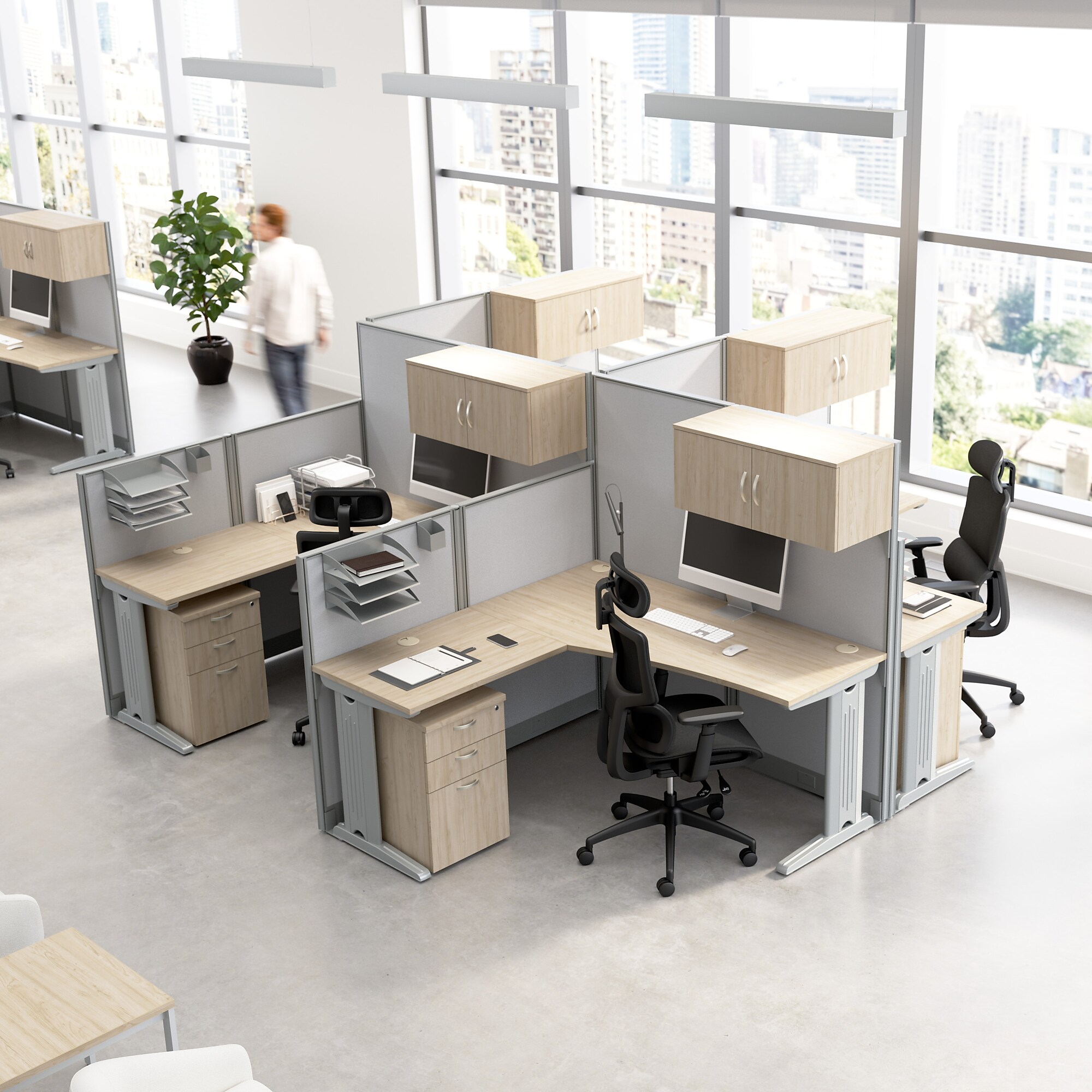 Bush Business Furniture Office in an Hour Cubicle Storage Set, Natural Elm (WC36597-03) Sansujyuku sansujyuku.com