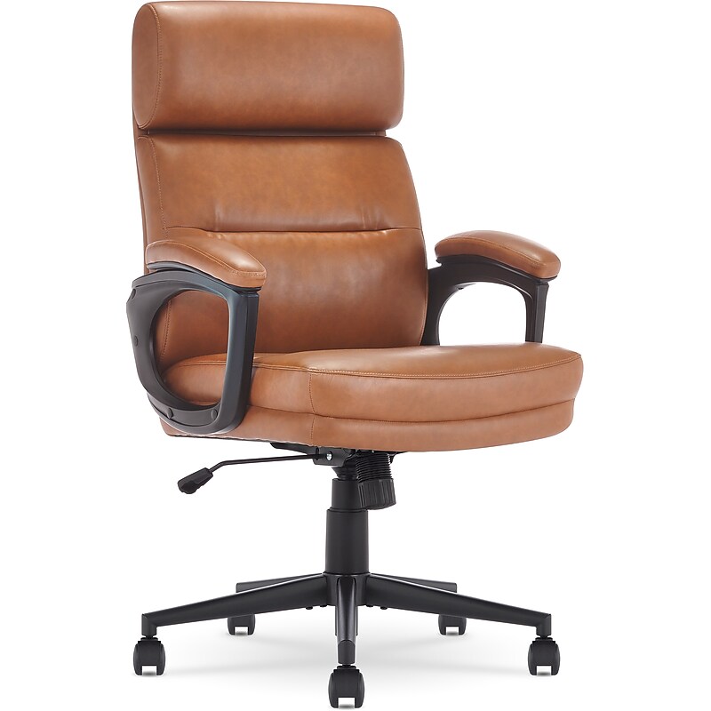 Click365 Classic Ergonomic Bonded Leather Swivel Executive Chair, Cognac (CCHR10022A) image 1