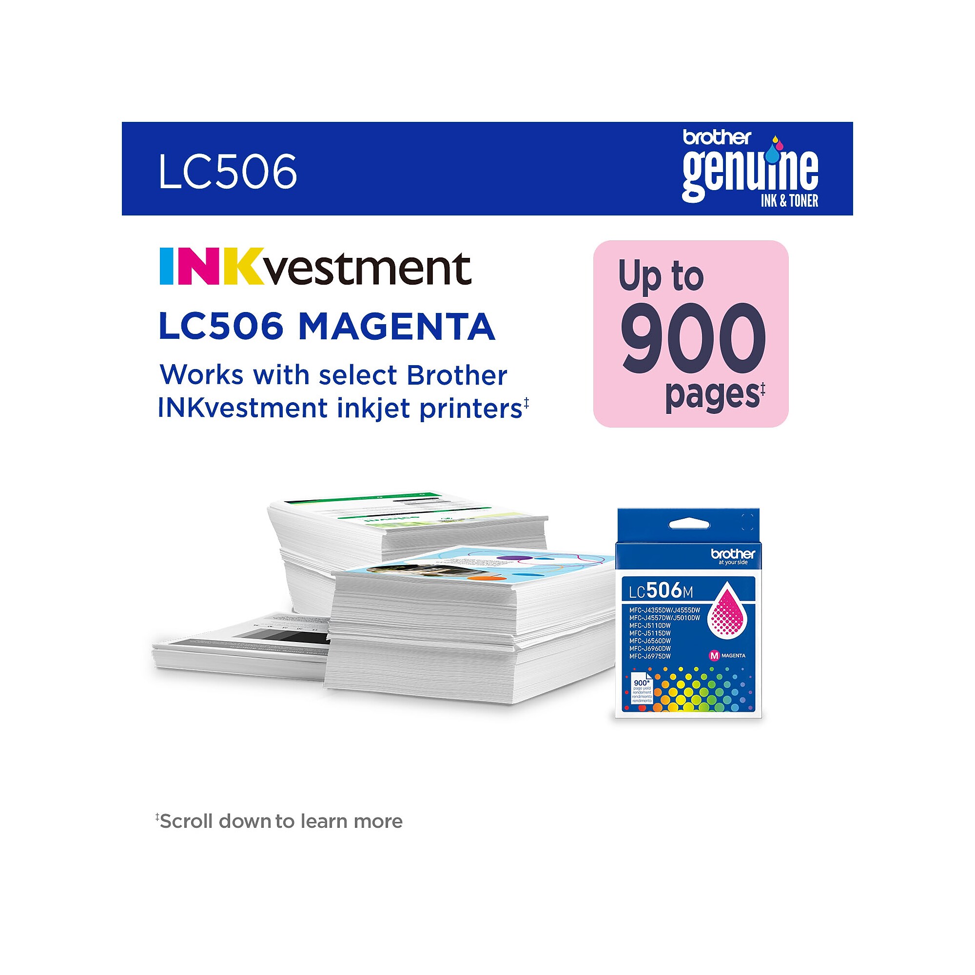 Brother LC506 Magenta Standard Yield Ink Cartridge, Prints Up to 900 Pages (LC506MS) Sansujyuku sansujyuku.com
