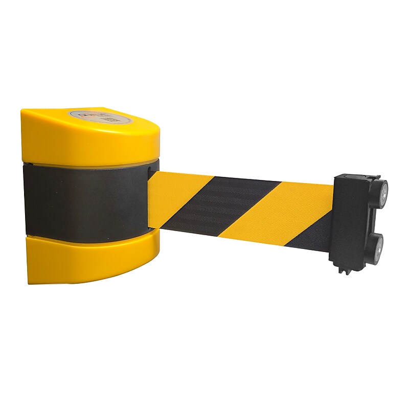 WallPro Magnetic 400 Wall-Mountable 15' Retractable Belt Barrier, Yellow/Black (WPM400Y-YB15) image 1
