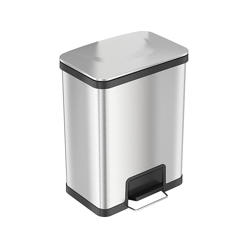 HLS Commercial Stainless Steel Step Trash Can with Hinged Lid, 13-Gallon, Silver (HLS13SS) image 1