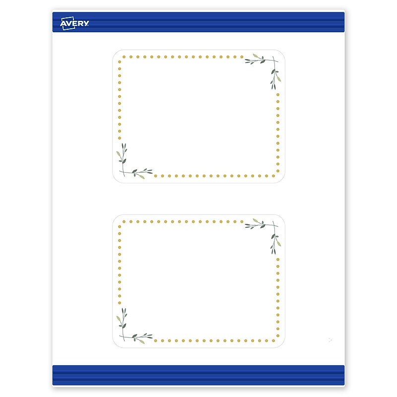 Avery Gold Dots with Green Florals Matte Blank Card, White, 20/Pack (S00-DN7) image 1