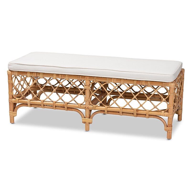 bali & pari Orchard Natural Rattan Bench, Natural/Off-White (203-12584-HiT) image 1