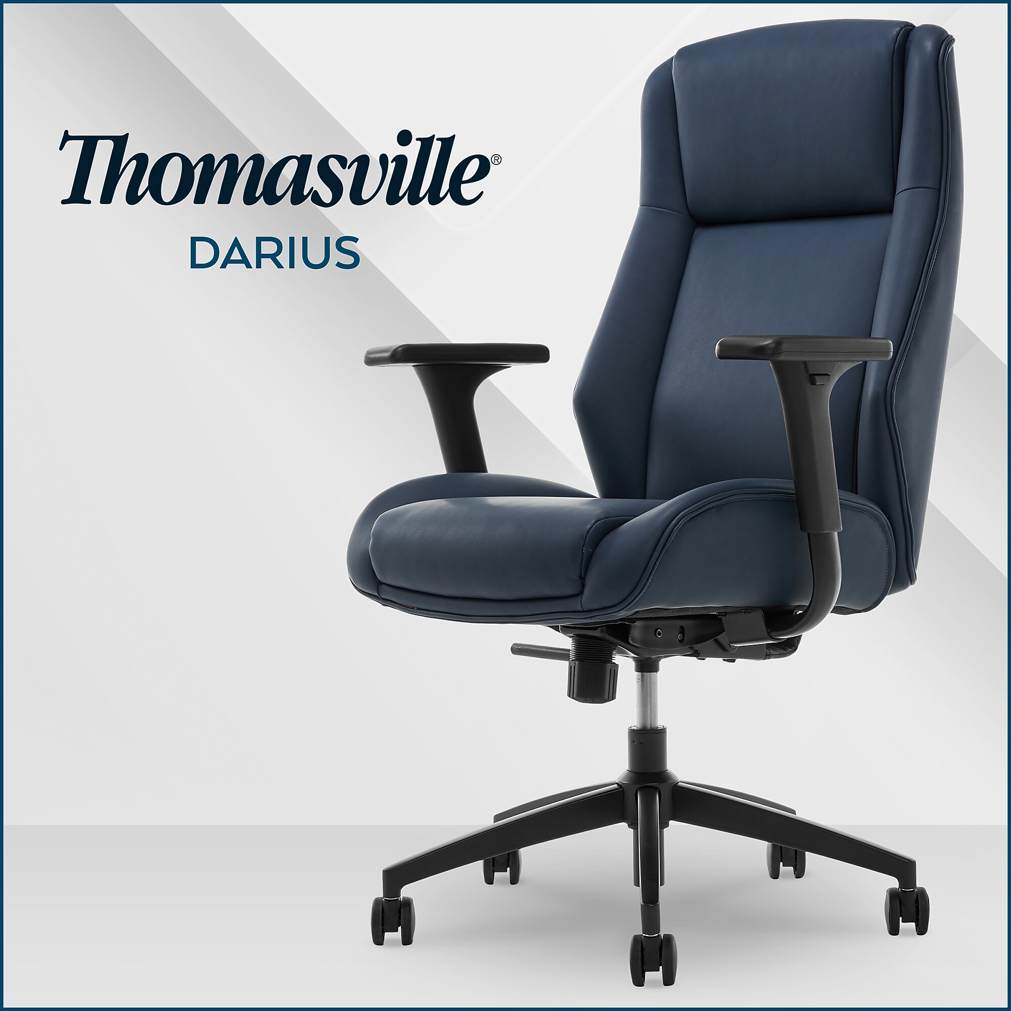 Thomasville Furniture Darius Ergonomic Bonded Leather Swivel Executive Chair, Navy (51490-NVY) Sansujyuku sansujyuku.com