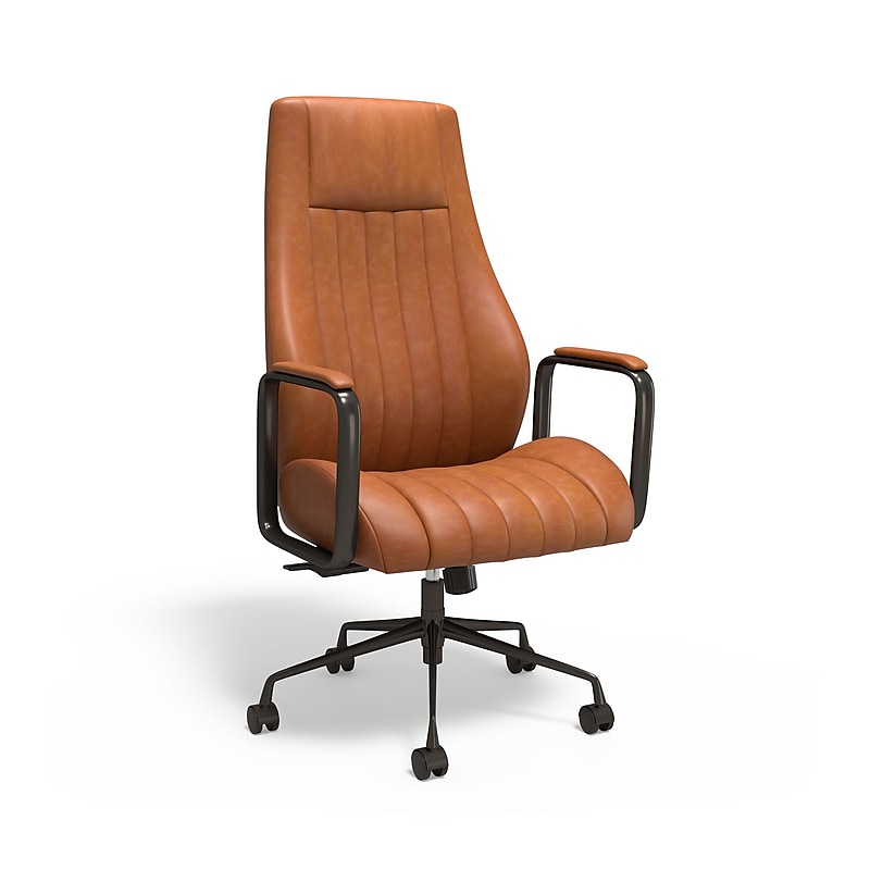 Staples® Laconia Ergonomic Leather Swivel Manager Chair, Brown (HLC-3932) image 1