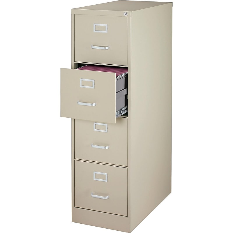 Staples Commercial 4-Drawer Vertical File Cabinet, Letter Size, Lockable, 51.97"H x 14.9"W x 26.5"D, Putty (59597/25410) image 1
