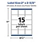 Avery Laser/Inkjet Rectangle Multipurpose Labels, 2.625"  x 2", Glossy White, 375/Pack (94235)~#|#~E77EE944-AD51-45FE-AA98ECD92449614F_sc7
