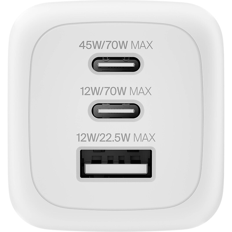 Belkin BoostCharge Pro GaN Wall Charger, 70W, White (WCH018DQWH) image 1