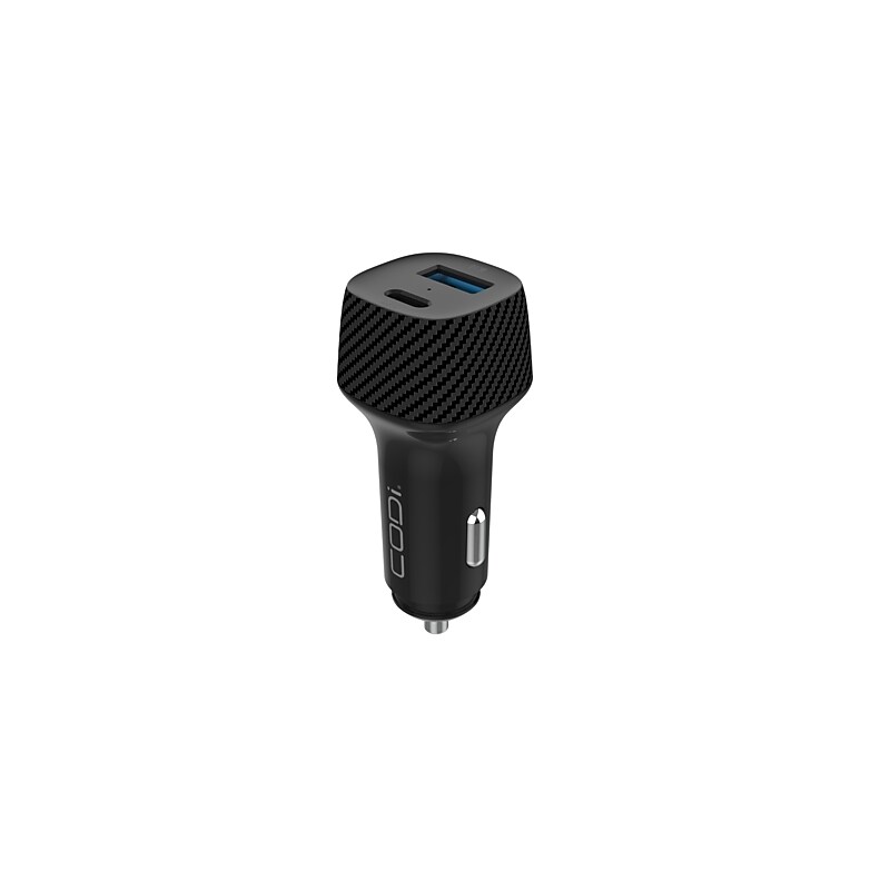 CODi 20W Dual Port Car Charger, USB-A & USB-C Outputs (A01109) image 1