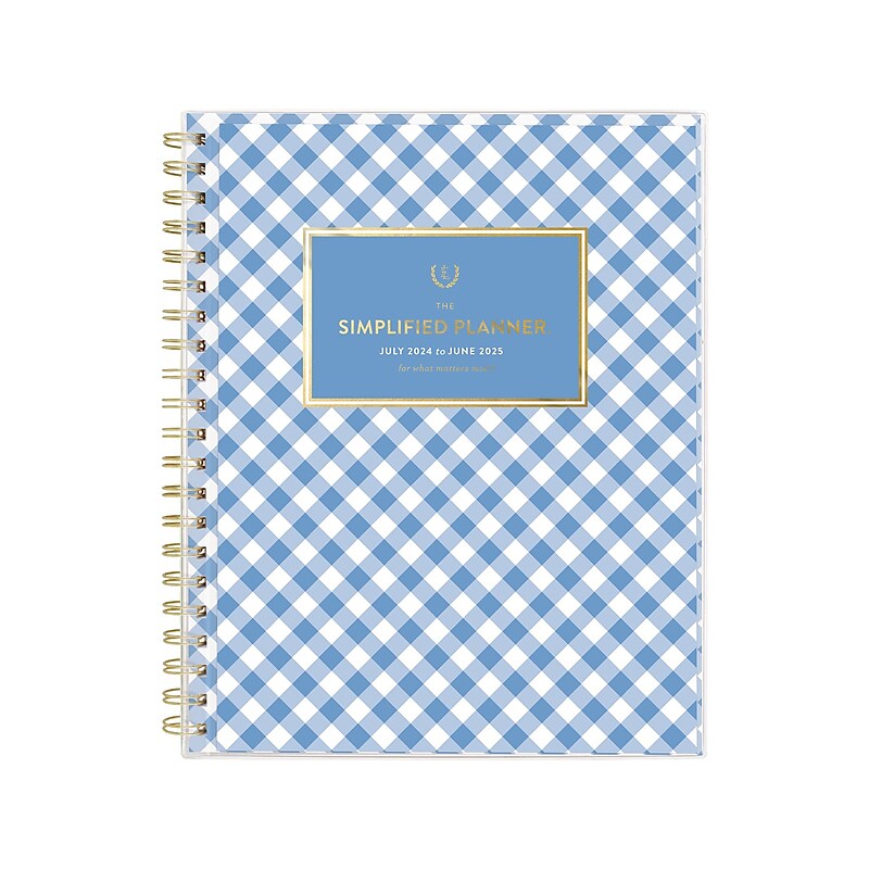 2024-2025 AT-A-GLANCE Simplified by Emily Ley Gingham 8.5" x 11" Academic Weekly & Monthly Planner, Blue/White (EL26-901A-25) image 1