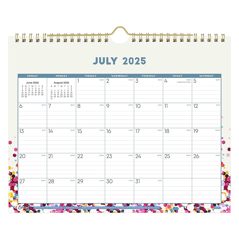 2025-2026 Blue Sky Star Confetti Bright 11" x 8.75" Academic Monthly Desk Pad Calendar (148671-A26) image 1