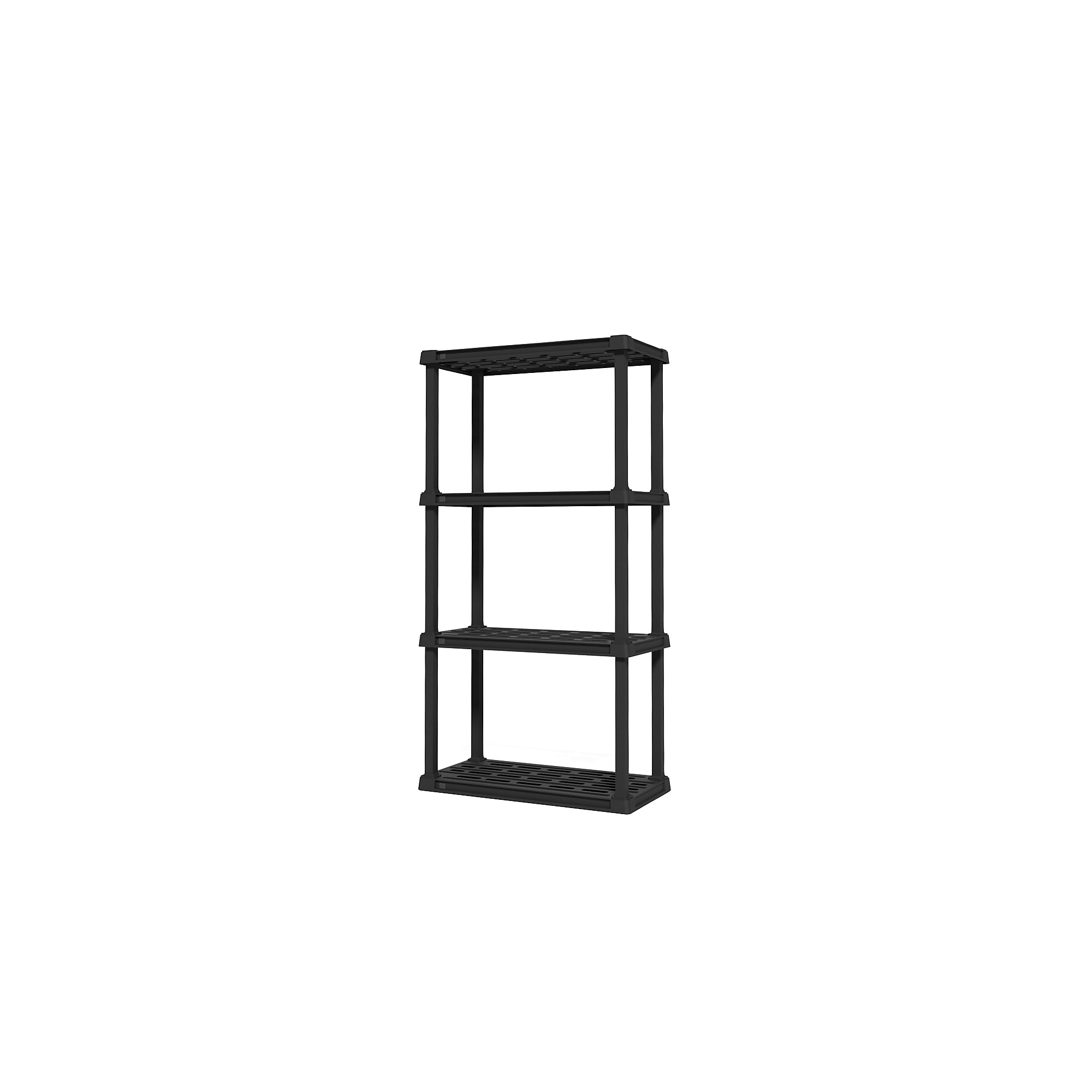Iris 4-Shelf Plastic Shelving Unit, 48.3″ x 23.9″ x 11.8″, Black (140038) Sansujyuku sansujyuku.com