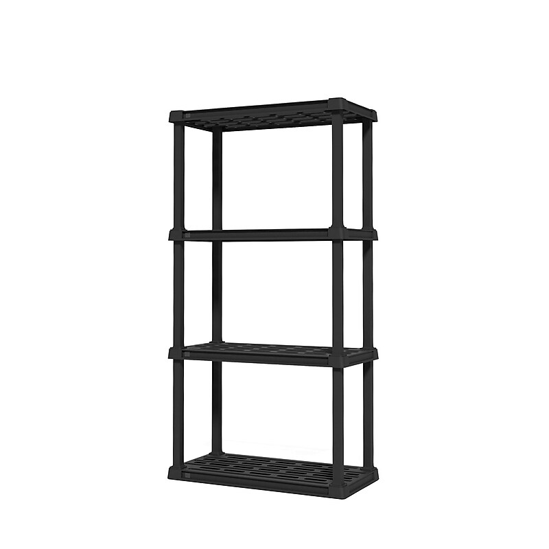 Iris 4-Shelf Plastic Shelving Unit, 48.3" x 23.9" x 11.8", Black (140038) image 1