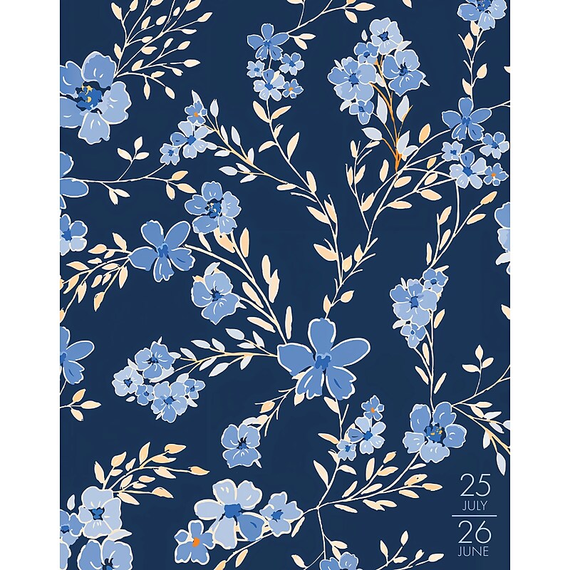 2025-2026 Willow Creek Bluesy Floral 7.5" x 9.5" Academic Year Monthly Planner, Multicolored (56912) image 1