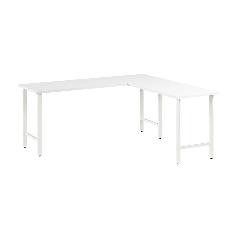 Bush Business Furniture Hustle 72"W L Shaped Computer Desk with Metal Legs, White (HUS002WH) image 1