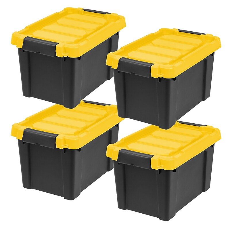 Iris Stor-It-All 21.9 Quart Storage Container with Latching Lids, Plastic, Black, 4/Pack (540014) image 1