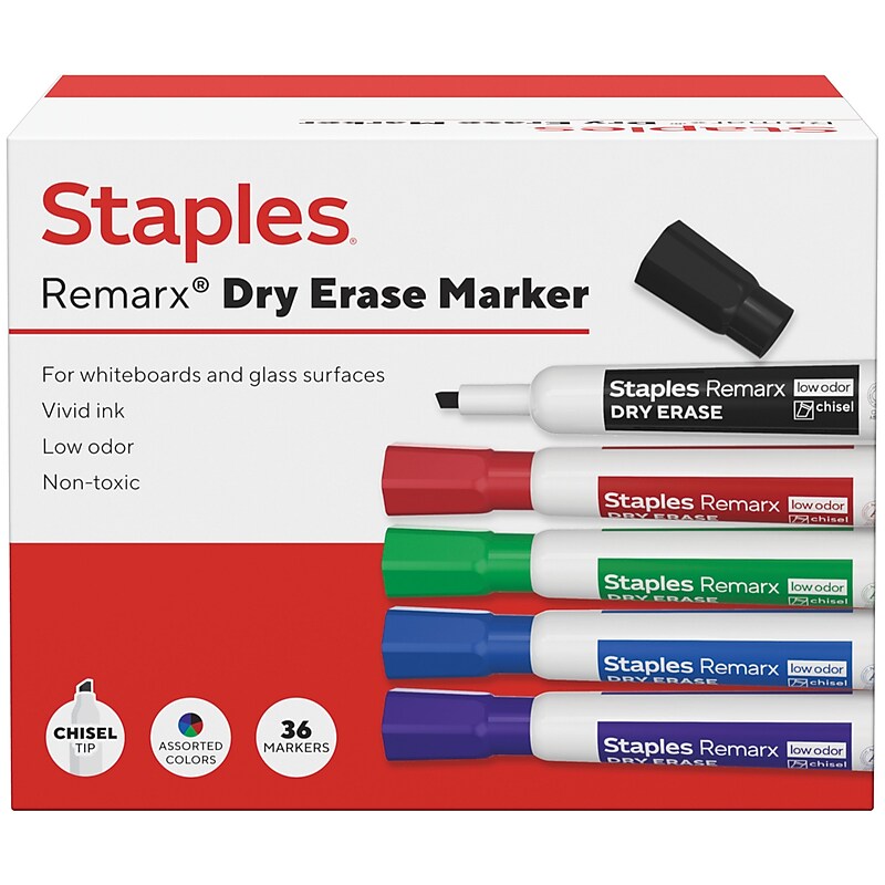 Staples Remarx Dry Erase Marker, Chisel Tip, Assorted, 36/Pack (ST62935) image 1