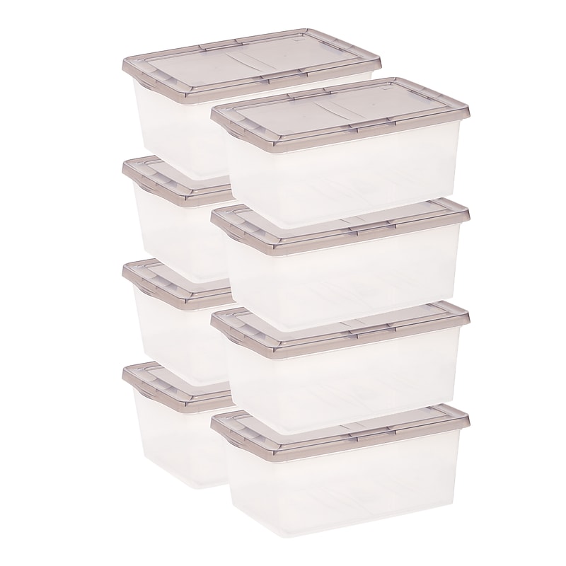 Iris 17 Quart Snap Top Plastic Snap Closure Storage Bin, Clear, 8/Pack (500156) image 1