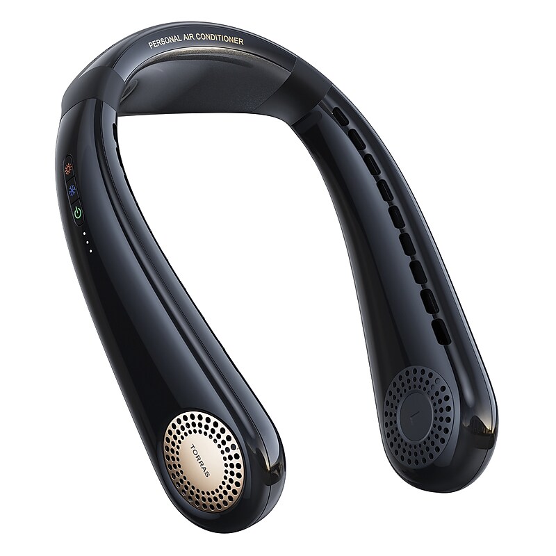 TORRAS COOLiFY Air Portable Bladeless Neck Fan, 3-Speed, Golden Black (00FX1292) image 1