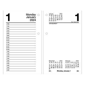2024 AT-A-GLANCE 6" x 3.5" Daily Desk Calendar Refill, White/Black (E717-50-24)