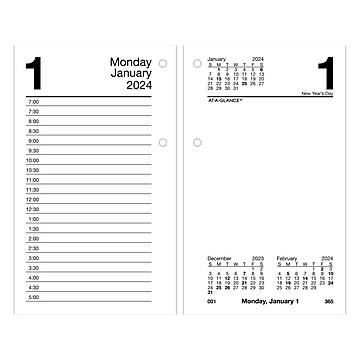 2024 AT-A-GLANCE 6" x 3.5" Daily Desk Calendar Refill, White/Black  (E717-50-24) | Staples
