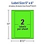 Avery Laser/Inkjet Multipurpose Rectangle Labels, 5" x 6", Neon Green, 40/Pack (94257)~#|#~E7CF772C-87C6-435B-9596850BEA54C9B4_sc7