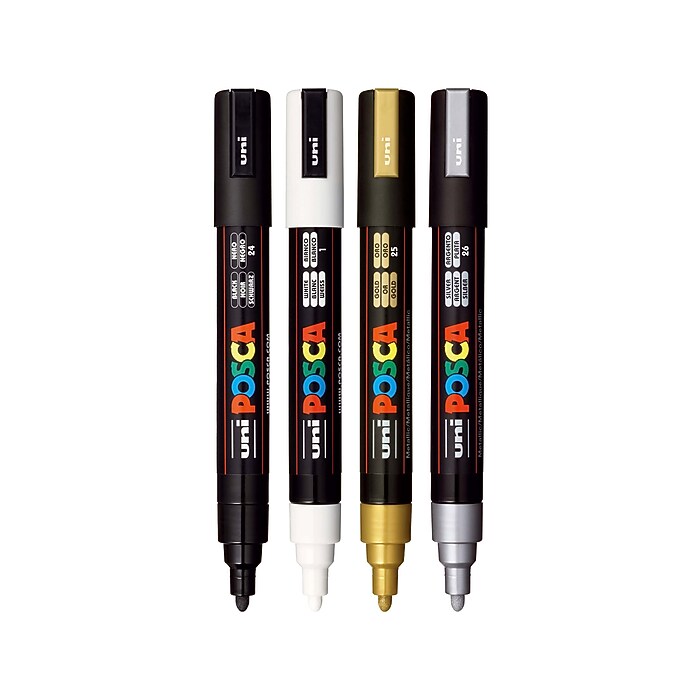uni-ball Posca PC-5M Paint Markers, Bullet Tip, Assorted Colors,