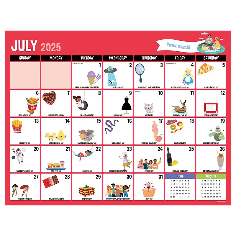 2025-2026 TF Publishing Every Day's A Holiday 22" x 17" Academic Monthly Desk Pad Calendar, Multicolored (AY26-8200) image 1