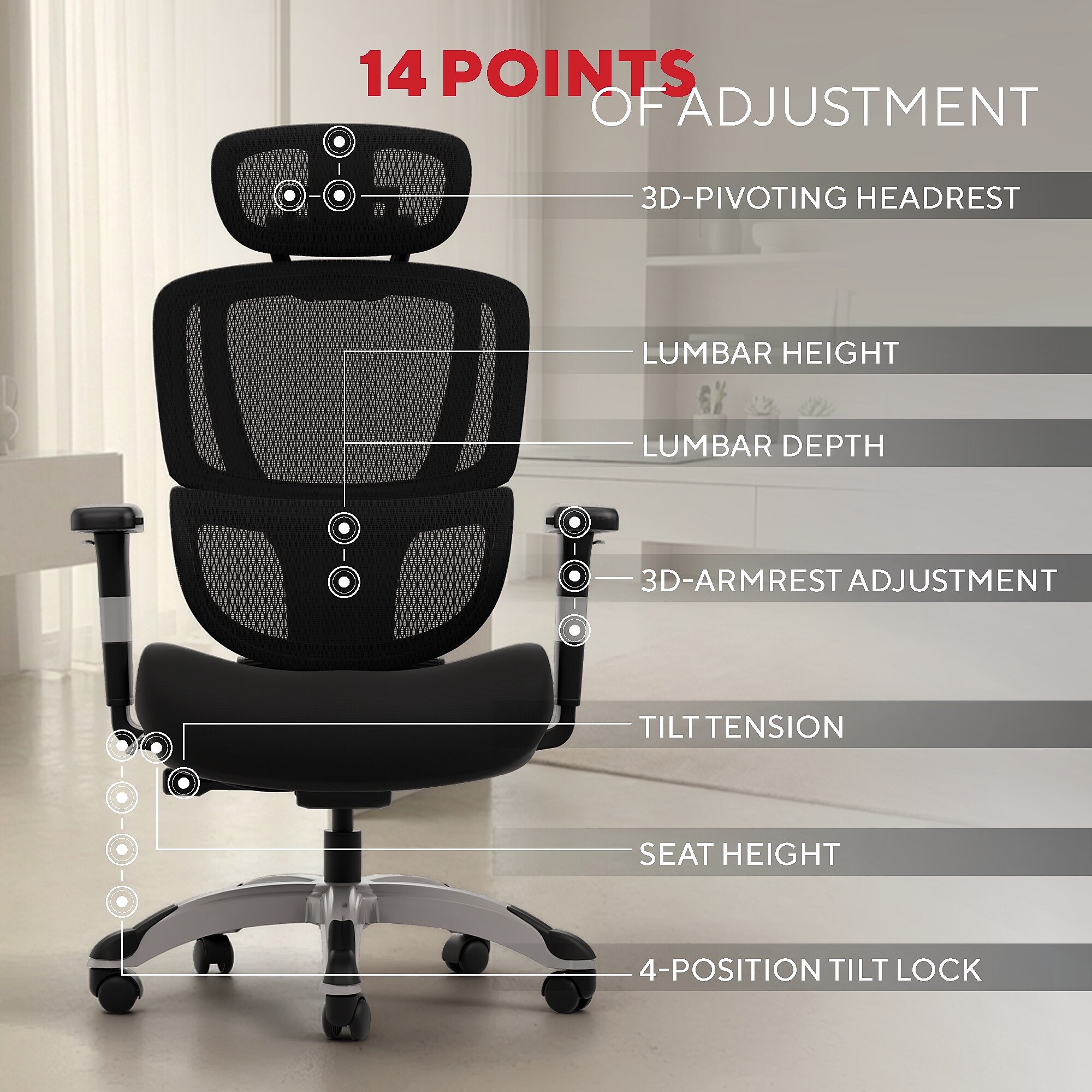 Staples Hyken Pro Ergonomic Fabric Swivel Task Chair, Black (ST63228) Sansujyuku sansujyuku.com