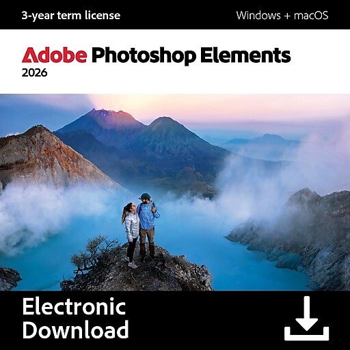 Adobe Photoshop Elements 2026 Photo Editing for PC & Mac, 3-Year