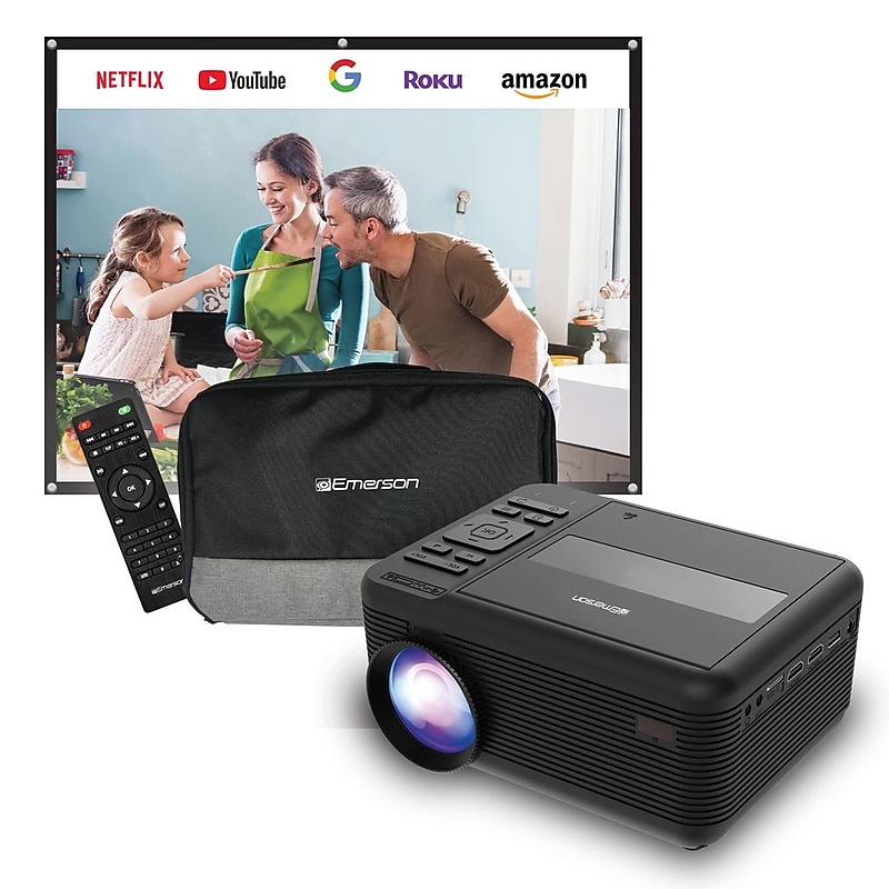 Emerson Home Theater Portable LCD Projector with Built-In DVD Player, Remote, and Projector Screen (EVP-2501C) image 1